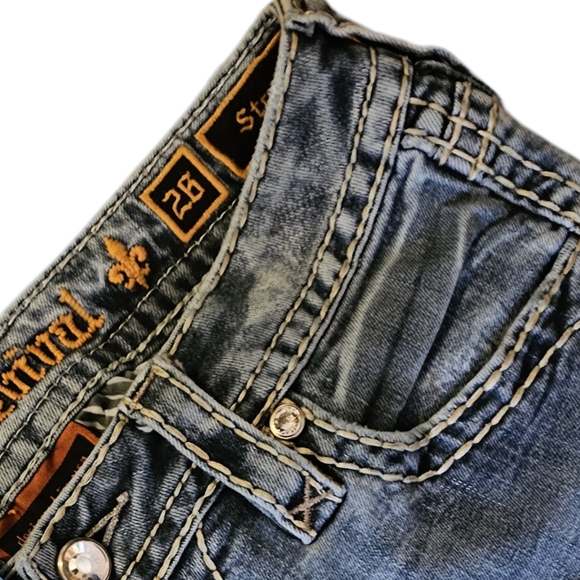 Rock Revival Blue Straight Leg Jeans with Ornate Embroidery - Picture 7 of 7